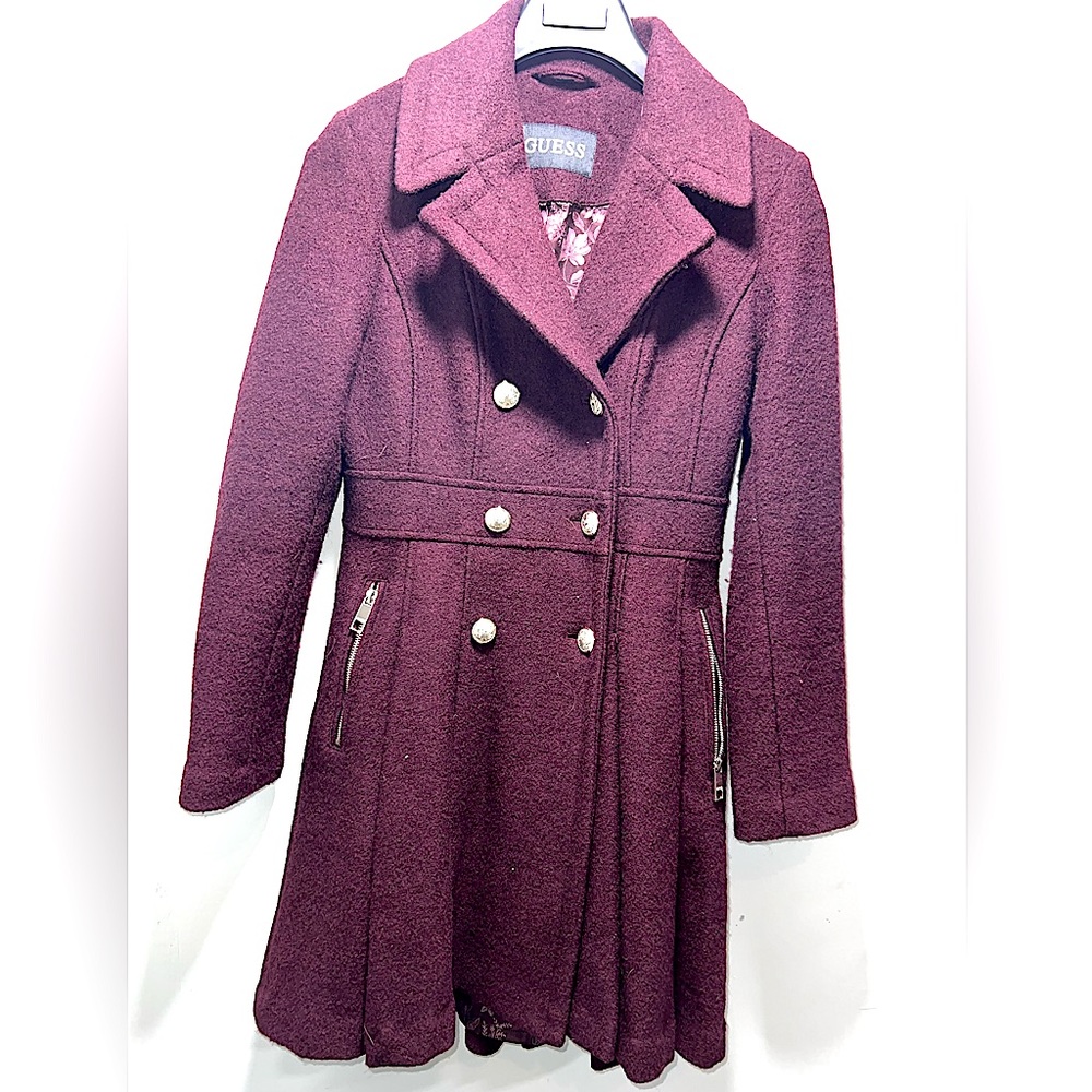 Guess women’s red pea-coat jacket size small